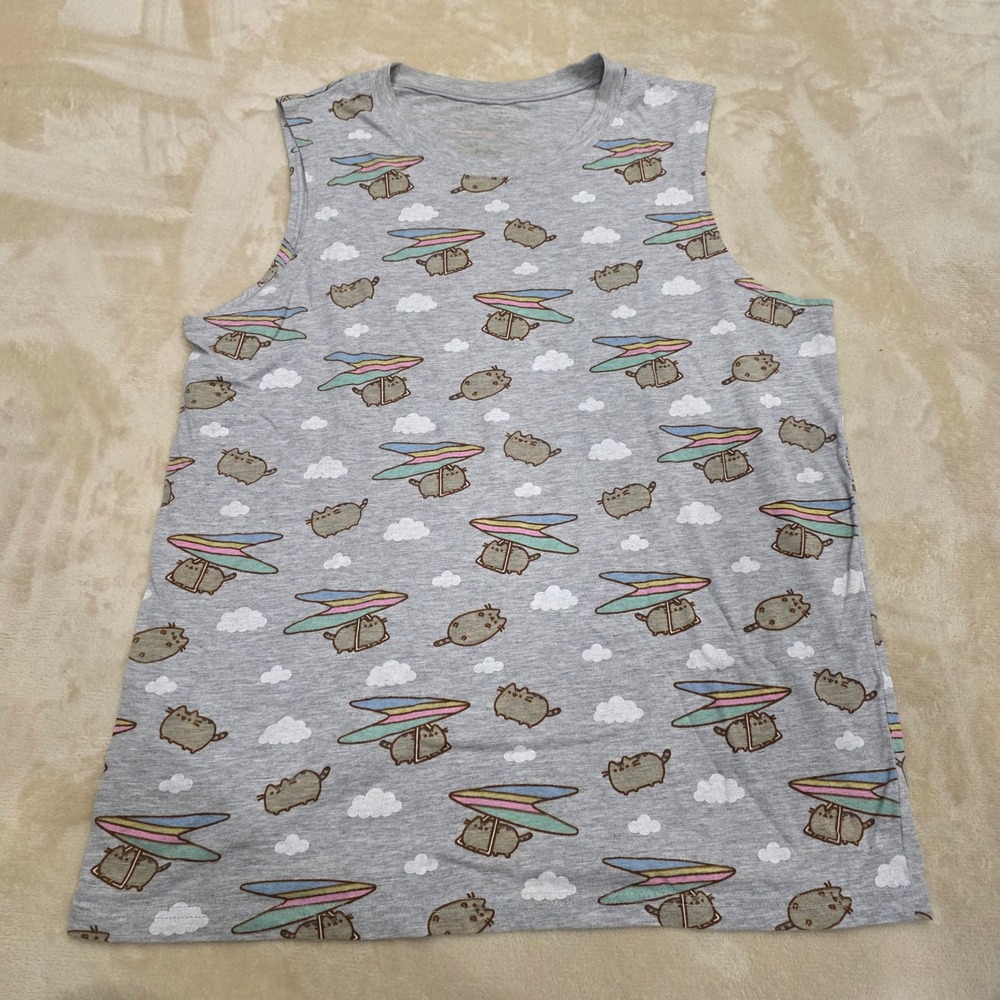 Pusheen Box Exclusive Summer 2017 Hang Gliding Muscle Tank Top Gray Size S